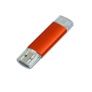 USB-флешка на 16 Гб.c дополнительным разъемом Micro USB, оранжевый фотография