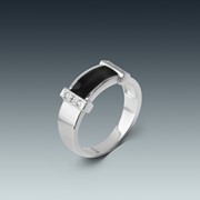 Мужское серебряное кольцо с эмалью фото
