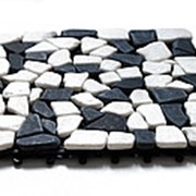 Каменная мозаика DT3609 MIX МРАМОР черно-белый круглый (пластиковая подложка) фото