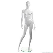 Манекен женский, белый глянцевый, абстрактный, для одежды в полный рост на круглой подставке, стоячий прямо. MD-TANGO 02F-01G фото
