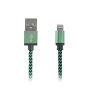 Кабель LuazON, Lightning - USB, 1 А, 1 м, оплётка нейлон, зелёный фото