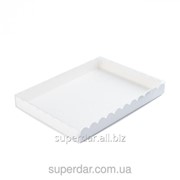 Коробка для печенья с прозрачной крышкой, 210х155х25, белая фото