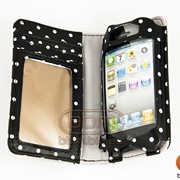 Кейс горизонт.iPhone 4/4S (Cath Kidston)горох черн 59075