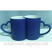 Чашка сублимационная Хамелеон Latte парная матовая Синяя фото