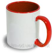 Чашка сублимационная цветная внутри и ручка Красная фото