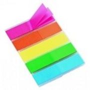 Закладки цветные клейкие прозрачный пластик 12*50 неон (5 цв.)