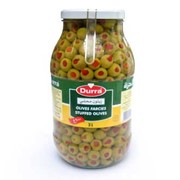 Зеленые оливки с начинкой из красного перца фото