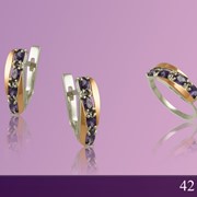 Комплект кольцо и серьги "42"