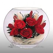 Живые цветы в стекле - композиции из роз и орхидей. Ручная работа фото
