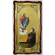 Икона большая Храмовая с багетом Благовещение, в фигурном киоте 61х112 фото
