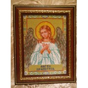 Икона Ангел Хранитель, Икона вышита чешским бисером фото