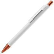 Ручка шариковая Chromatic White, белая с оранжевым фотография