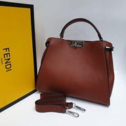 Женская кожаная сумка Peekaboo Iconic Fit коричневая (большая) фотография