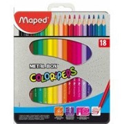 Карандаши цветные Maped COLOR PEPS треугольные, ударопрочный грифель, в метал. коробке, 18цв фотография