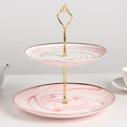 Блюдо 2-х ярусное «Мрамор», 20,5×25 см, цвет розовый фото