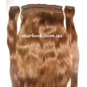 Набор натуральных славянских волос на клипсах 65 см. Оттенок №8а. Масса: 110 грамм. фотография