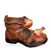 Кашпо декоративное Башмак со снегирями, 28*14*17 см фото