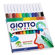 Набор фломастеров цветных Giotto Turbo Color, на водной основе, 2.8 мм, 12 цветов, картонная коробка фотография