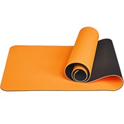 E33581 Коврик для йоги ТПЕ 183х61х0,6 см (оранжево/черный) Спортекс фото
