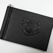 Мужской черный кожаный кошелек-зажим для денег Valenta фотография