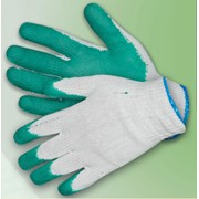 Перчатки трикотажные ИЗУМРУД с двойным латексным покрытием, рукавицы рабочие оптом фото