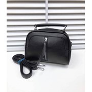 Женская сумка-коробочка с округлым верхом и вертикальным замочком 21 х 17 см черная фото