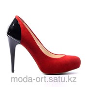 Туфли для женщин Красные, Замшевые, высокий каблук, танкетка скрытая 1123 фото