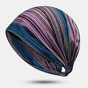 Многоцветная полосатая шапка Шапка Шарф с тюрбанской головкой фотография