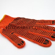 Перчатка ХБ оранжевая с ПВХ точкой (700грамм) фото