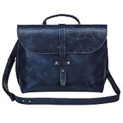 Синий кожаный мужской портфель из натуральной кожи фото