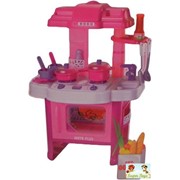 Кухня для кукол со звуком и светом (розовая), игрушка для девочек, мебель для кукол