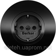 Розетка с заземлением Berker R.Classic черный/стекло черное фото