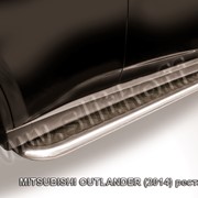 Пороги d42 с листом (чёрный квинтет) из нержавеющей стали Mitsubishi Outlander (2014) MОUT14-013 фотография
