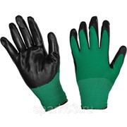 Перчатки трикотажные нейлоновые зеленые с черным нитриловым покрытием “ANG-ELL“ фотография
