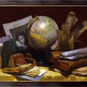 Картина Натюрморт с картой мира, Воллон, Антуан фотография