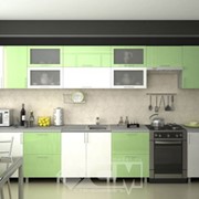 Кухня Ария зеленая с бежевым фото