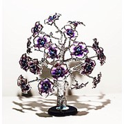Статуэтка Дерево от сглаза оберег 26*30 см серебристый ствол фиолетовые цветы фотография