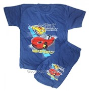 Детский комплект "Машинки" тёмно-синий футболка+шорты 4-8 лет 2846