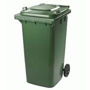 Пластиковый контейнер для бытовых отходов на роликах 240 л; б/у фото
