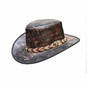 Ковбойская шляпа. Австралийский стиль,кожа №5 (чёрно-коричневый)