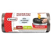 Пакеты для мусора ПНД 30л черные 50*60cм “Komfi“ (50шт/рул)(50шт/кор) фото
