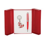 Набор подарочный Langres Heart: ручка шариковая + брелок, красный фотография