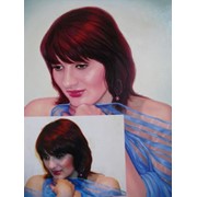 Картина Девушка в прозрачной накидке - холст, масло, 50х60см. Портрет маслом под заказ фото
