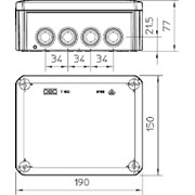 Кабельная распределительная коробка, с электр. вводами Т-160, размер 140*190*55, IP66