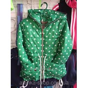 Куртка ветровка на 7-12 лет зеленая звездочки, код товара 250414677 фотография
