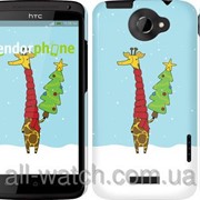 Чехол на HTC One X Жираф и ёлка “1265c-42“ фотография