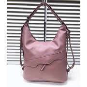 Женская сумка тоут с застежкой-полумесяцем и волнистой линией сбоку 38 х 32 см розовая фотография