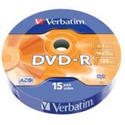 Диск DVD-R Verbatim 4.7Gb 16X Wrap-box 15шт MATT SILVER (43785) фото