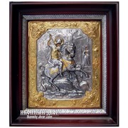 Великолепная Икона Святой Георгий Победоносец - Достойная Икона С Серебром И Позолотой Код товара: ОГеоргий