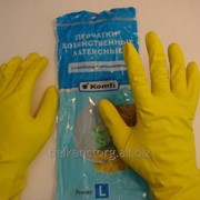 Перчатки резиновые защитные латекс, внутри хлопковое напыление, Komfi
